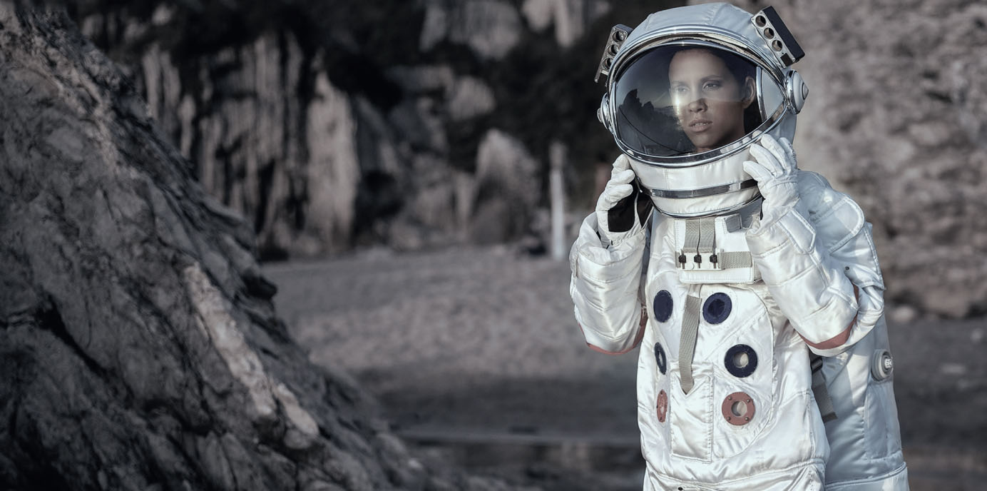 an astronaut standing on the moon