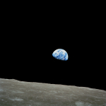 view of earth from the moon's surface